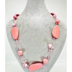 Pembe Oval Taşlı Kolye